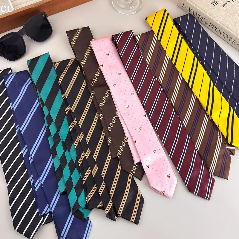 College Style Striped Ties Girls Uniform Shirt Neck Tie Multi-function Long Waistband Belt Neckties School Boys Ties Accessorie