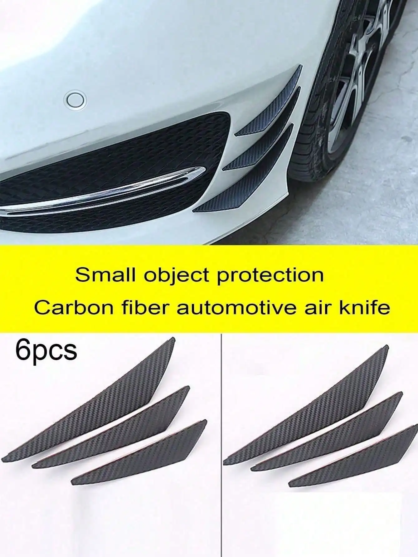 6Pcs Universal Car Modified Wind Knife Carbon Fiber Texture Bumper Wind Knife, Carbon Fiber Modified Front Bumper Splitter