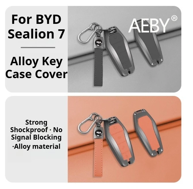 

AEBY For BYD Sealion 7 2024 Metal Key Case Cover , Protective Shell with Keychain, Luxury Detachable Keychain Case Accessories