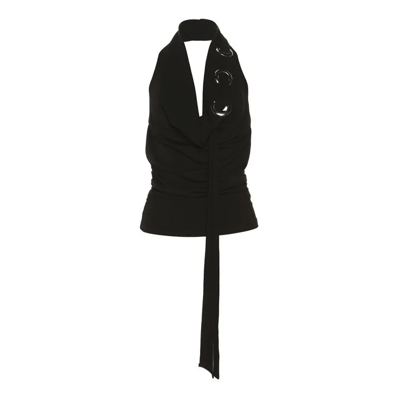 

2023 Summer New Women's Clothing Solid Color Sexy Street Fashion Hanging Neck Backless Vest