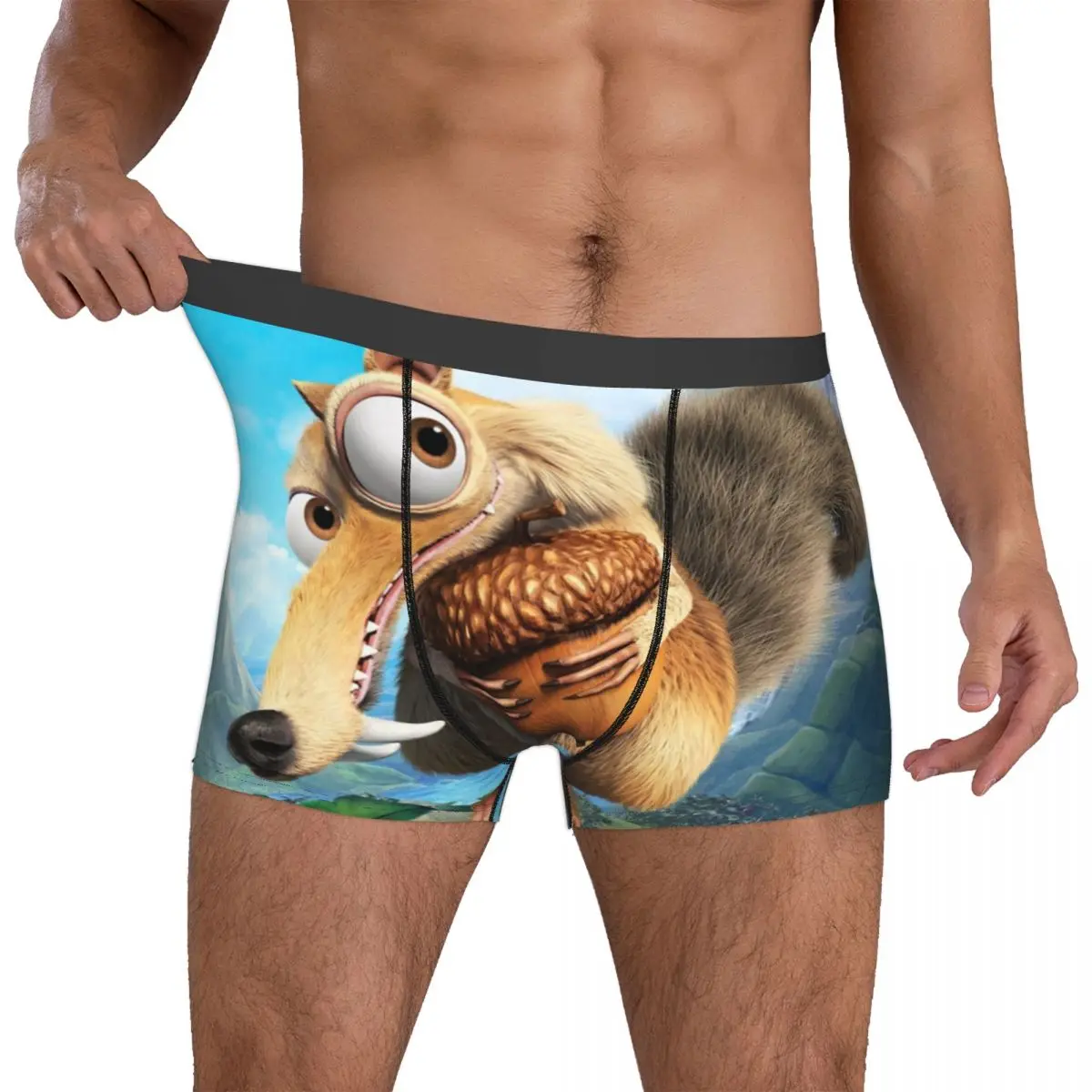 Scrat Men Boxer Briefs Ice Age Manfred Animated Film Breathable Creative Underwear Top Quality Print Shorts Gift Idea