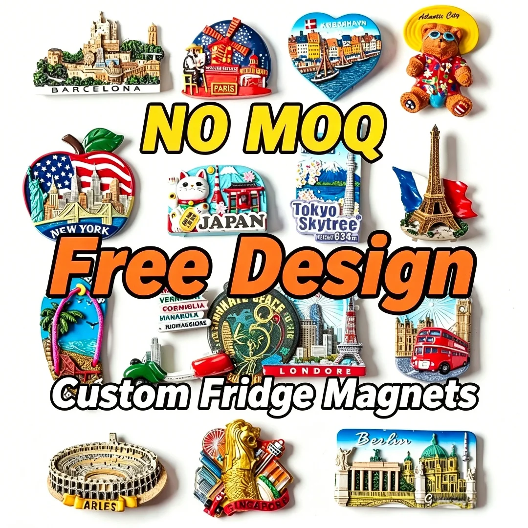 Custom 3D Resin Fridge Magnet World Landmark Travel Souvenir Personalized Kitchen Refrigerator Decor Custom DIY Gift