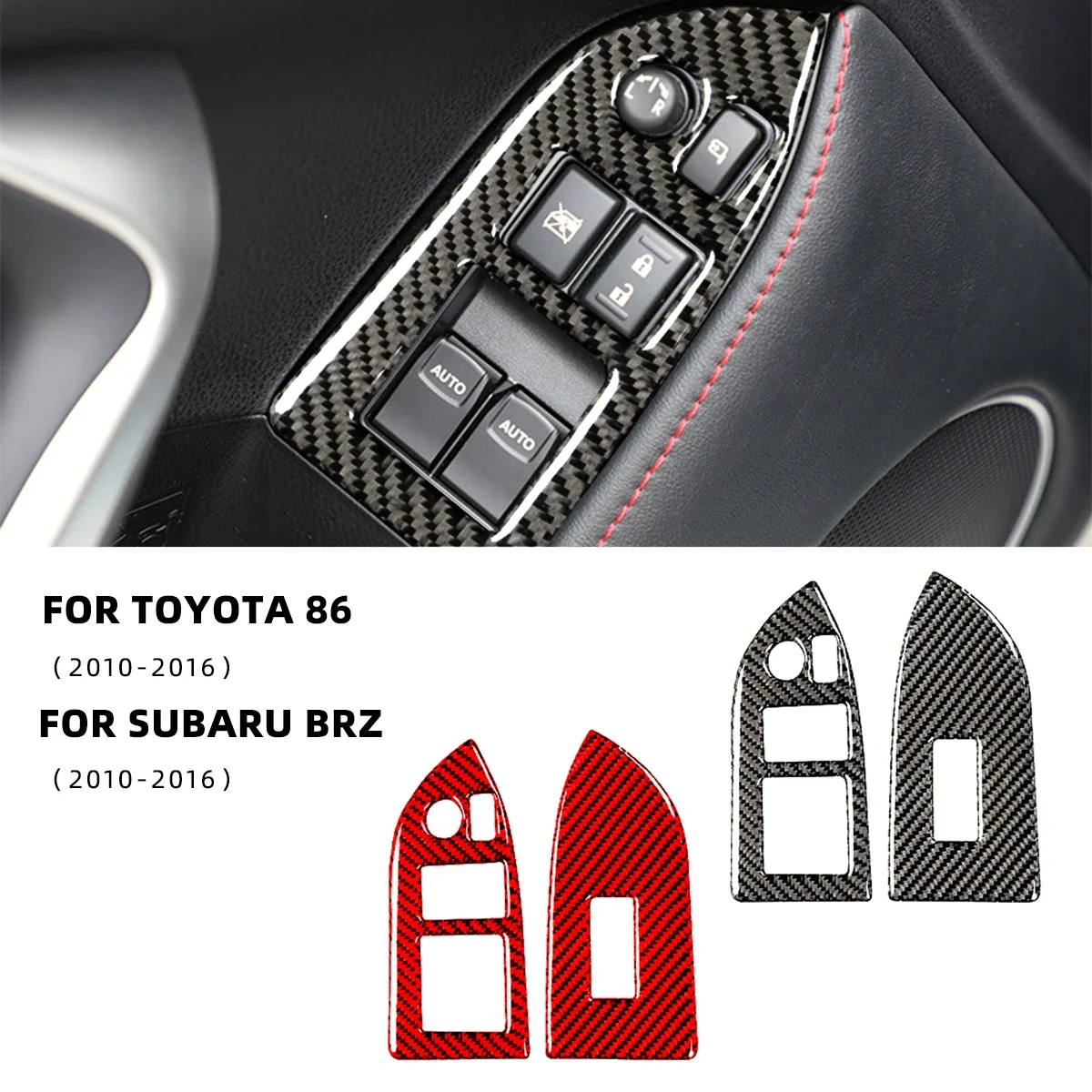 For Subaru BRZ Toyota 86 2010-2016 Real Carbon Fibre Car Window Lift Button Decorative Cover Car Stickers Accesorios Para Auto