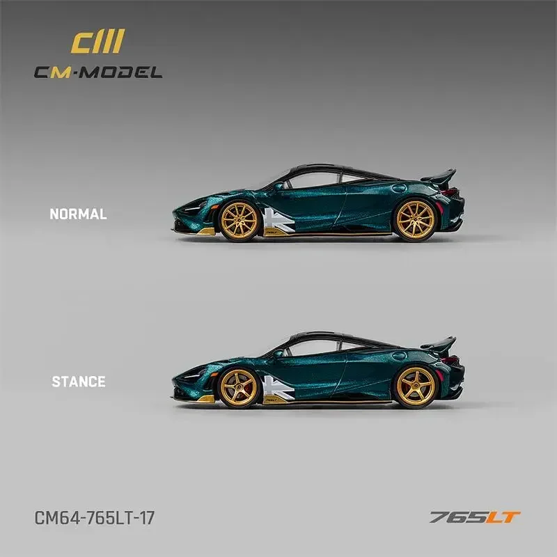 CM 다이캐스트 모델 자동차, 금속 블랙 그린 모델, 1:64 765LT