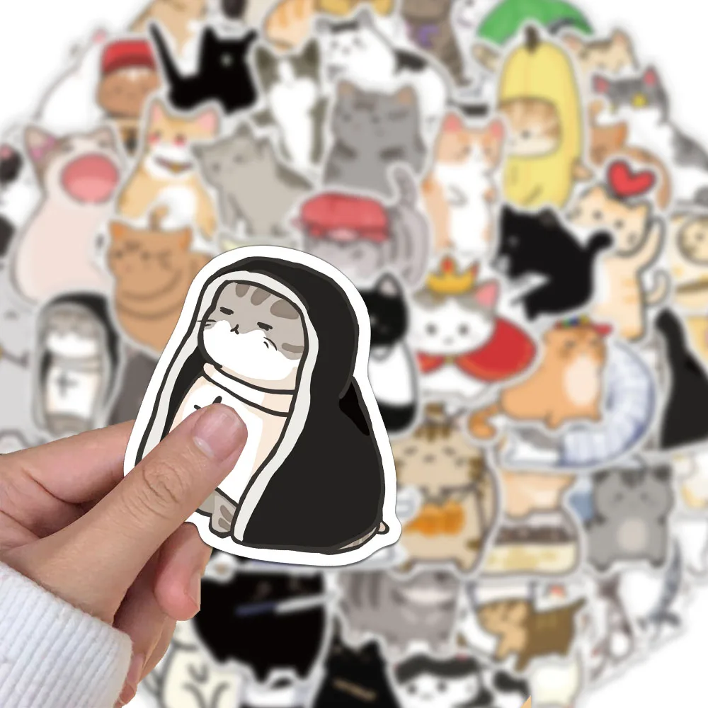 55PCS Creative Q-Version Cat Meme Sketching Stickers, Phone Case Decoration, DIY Phone Case, Notebook Stickers