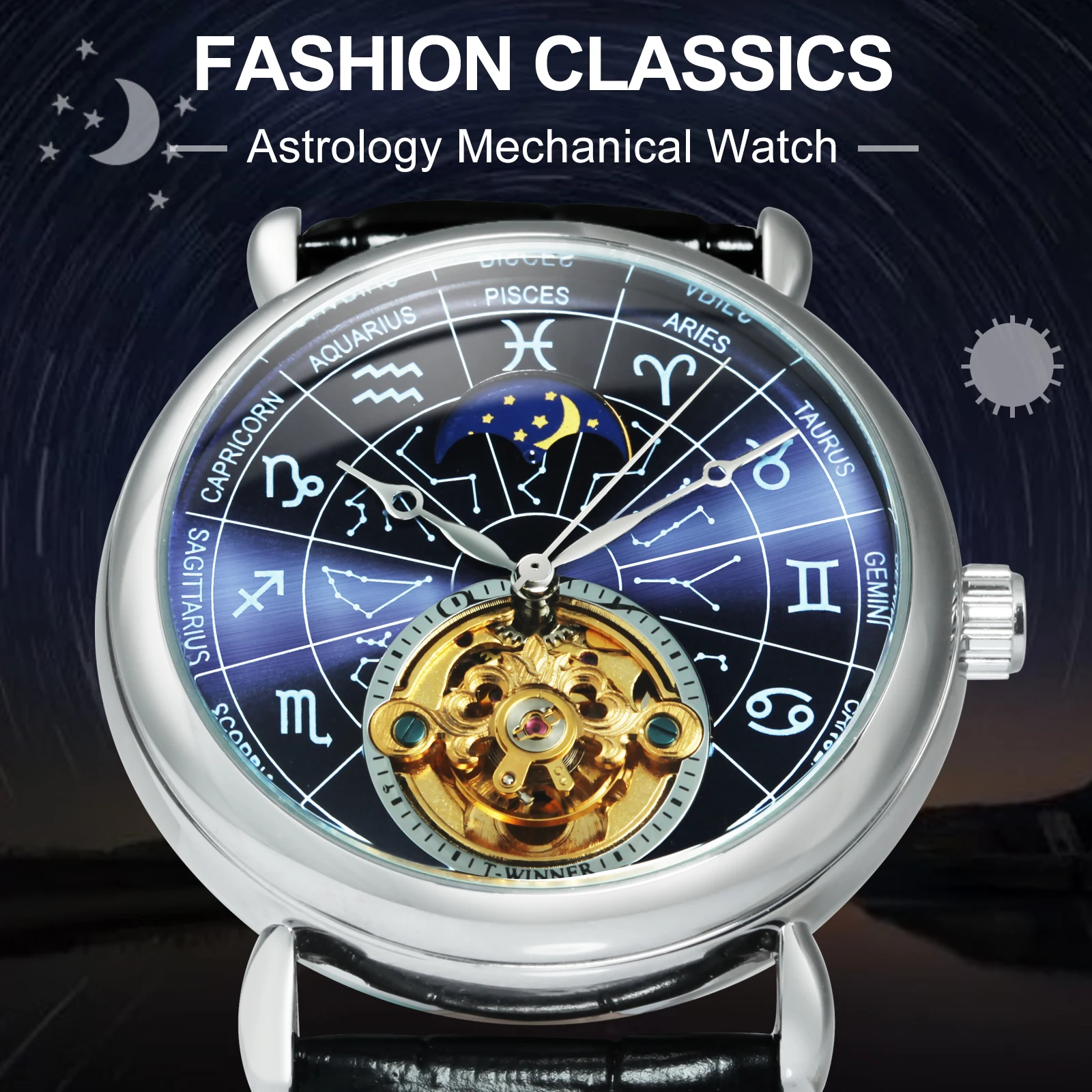 WINNER ファッション 12 星座天体機械式時計男性用発 - Zodiac Luxury Watch のレビューと価格