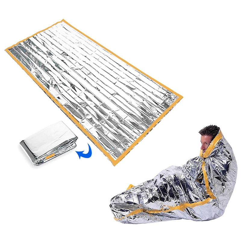 

New Portable Waterproof Emergency Survival Sleeping Bag Outdoor Edc Camping Gear Thermal Sack First Aid Rescue Kit Mylar Blanket