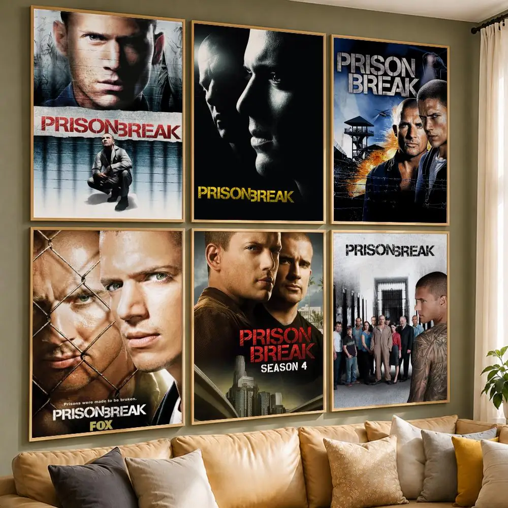 Popular Drama P-Prison BreakS Poster Vintage Retro Anime Poster Stickers Peel and Stick Wall Art Home Decor