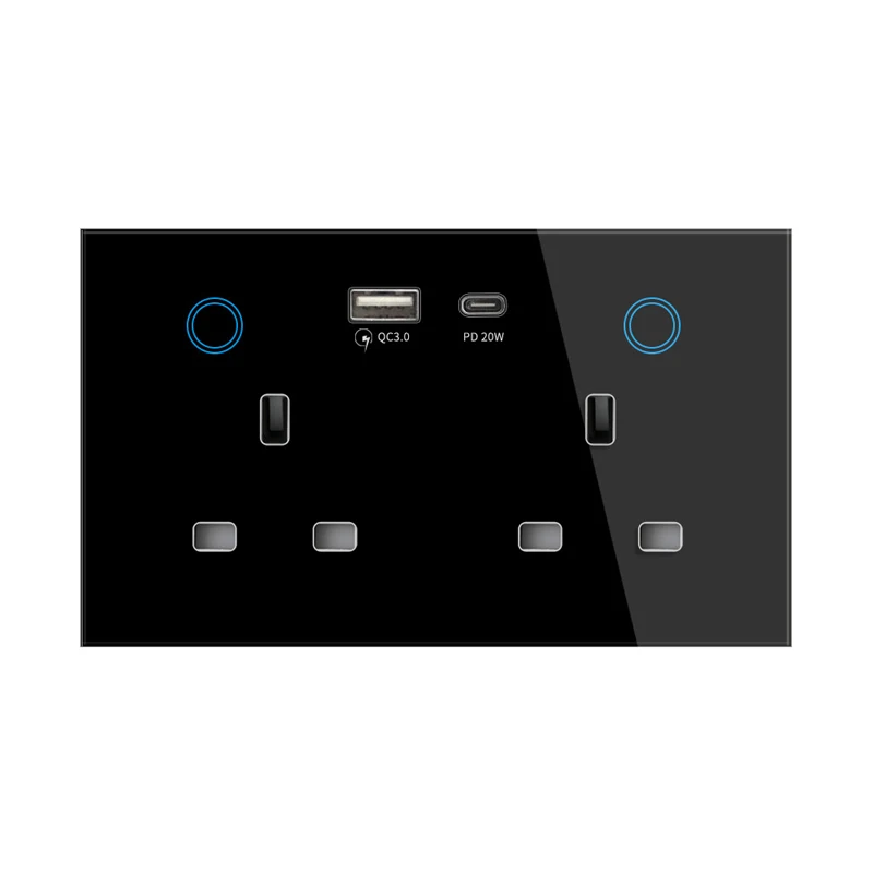 Imagem -02 - Soquete Inteligente Padrão Universal Britânico Tuya Zigbee Painel de Vidro Temperado Wifi Carregamento Usb 2-bit Oculto 147