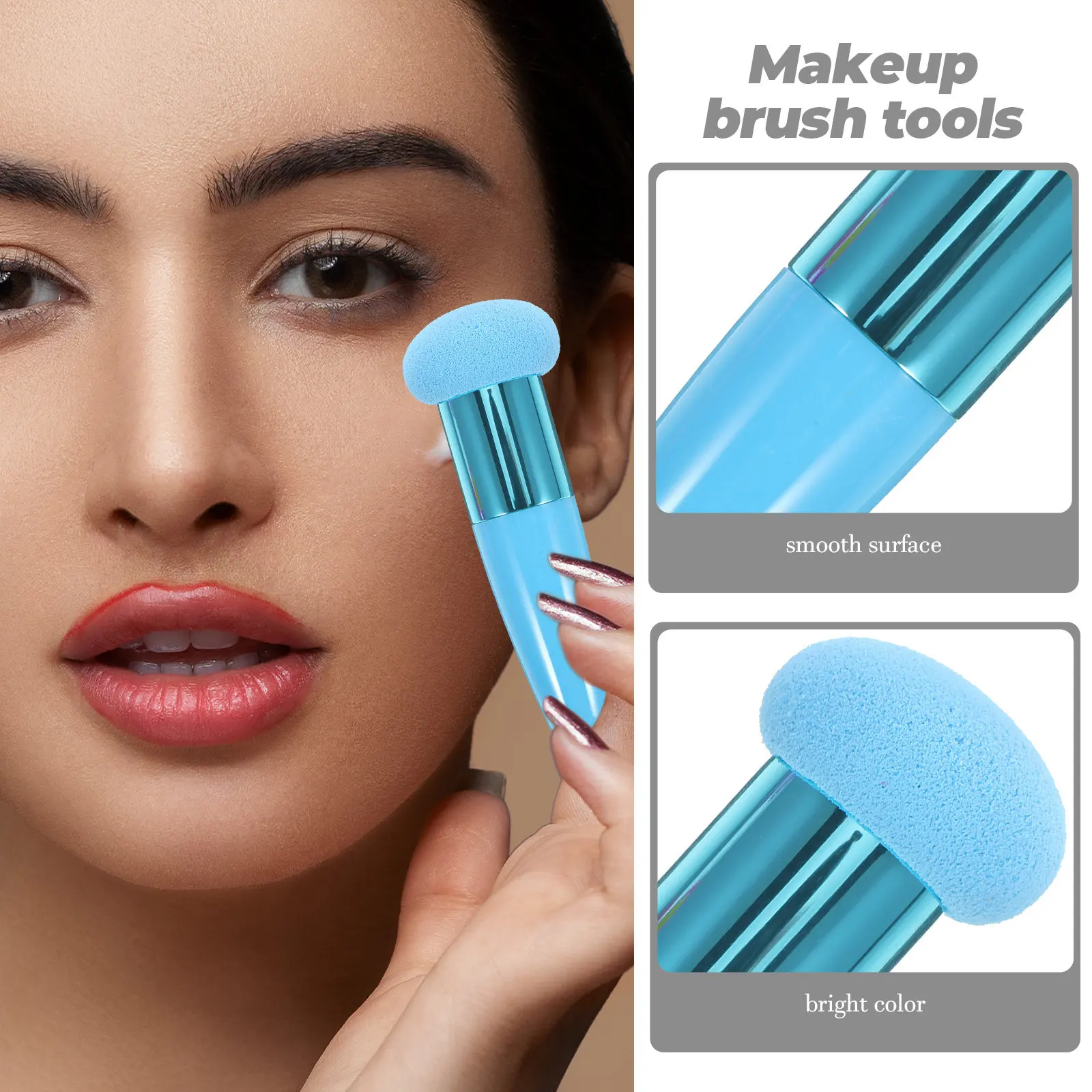 

3Pcs Mushroom Head Sponge Set Red Blue Skin Foundation Concealer Powder Puff Makeup Brush Tools Daily Use