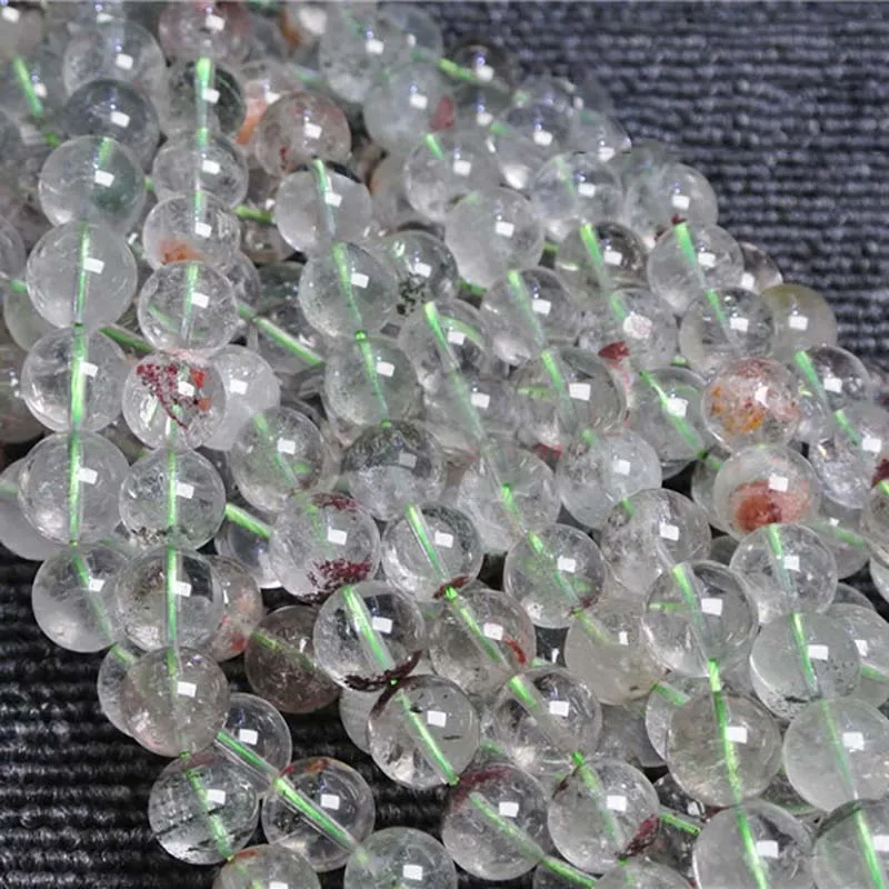 6-12mm AAA Natural Phantom Quartz Crystal smooth round Stone Beads For DIY necklace bracelet jewelry making 15 