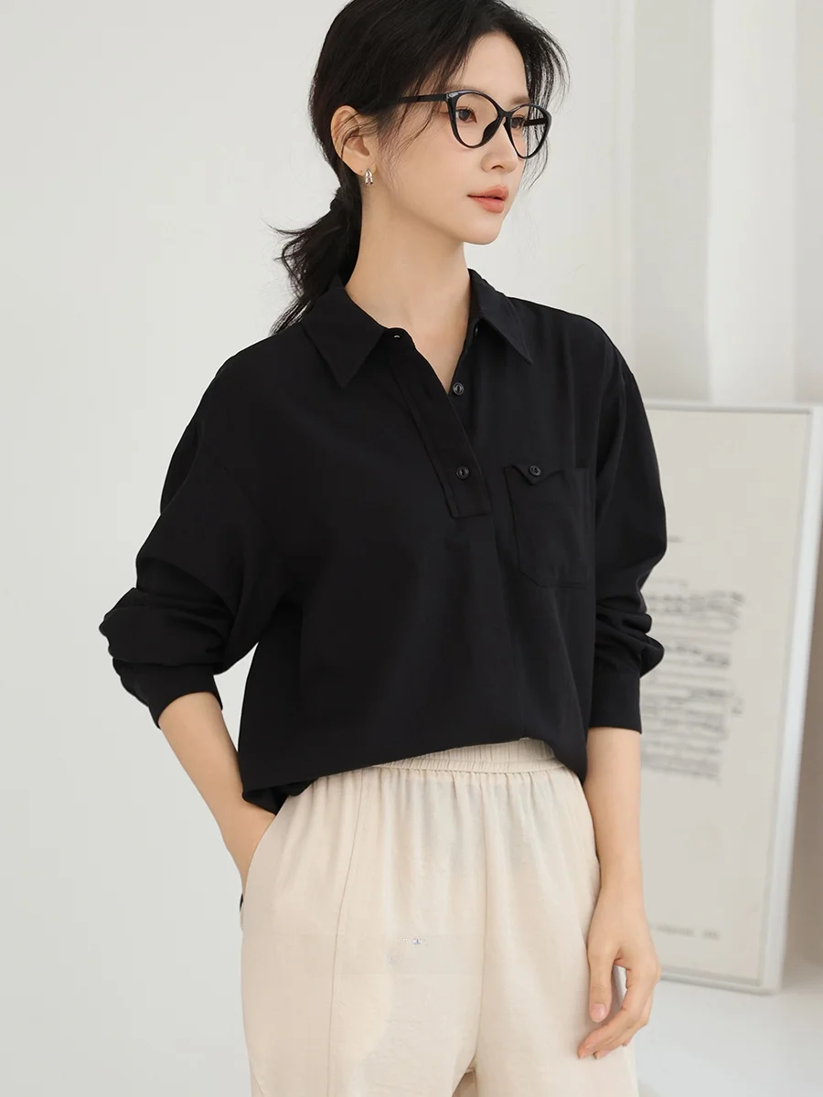 

Женская повседневная хлопковая кофта DianThia с длинным рукавом, прямого кроя, тонкая, для работы и повседневной носки, новинка Весна 2026