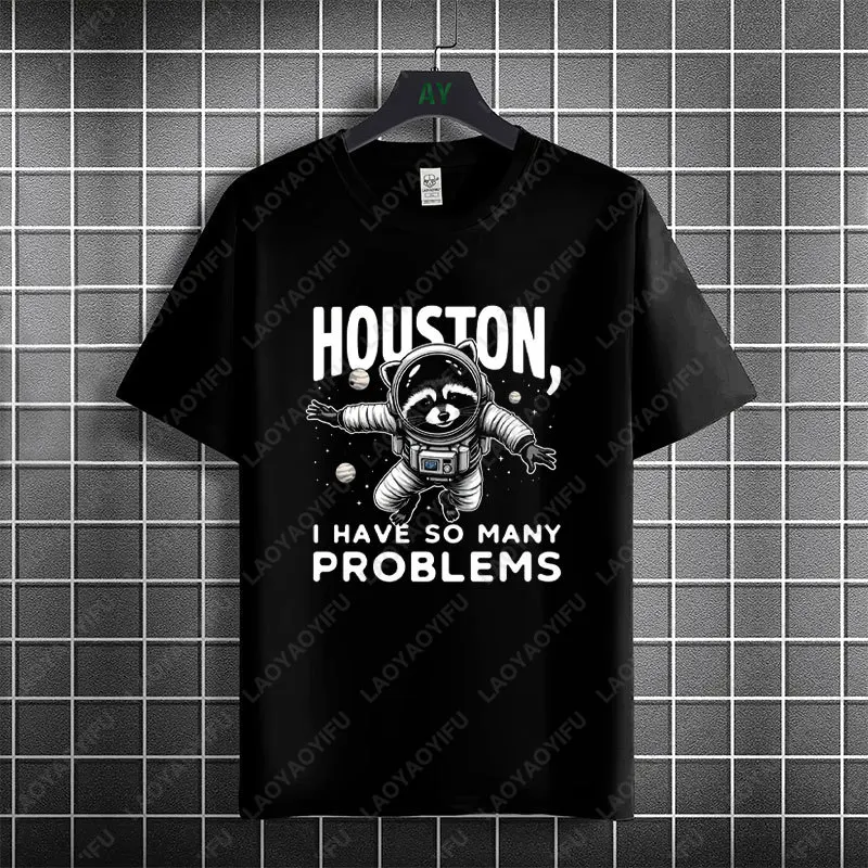 Funny Astronaut Raccoon Graphic T-shirt -