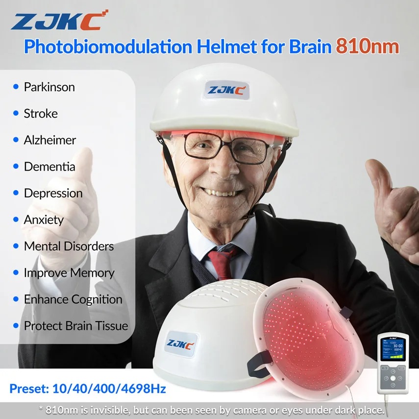 ZJKC 810nm Led Helmet Red And Near Infrared Light Therapy Brain Photobiomodulation for Stroke Parkinson Anxiety Alzheimer