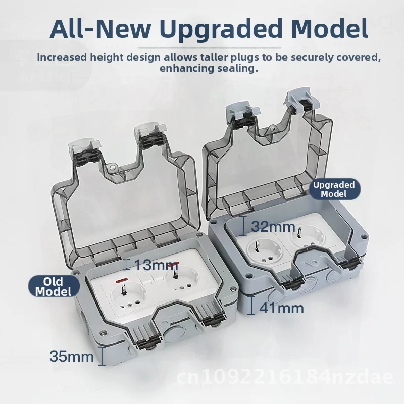 

IP66 Waterproof German Socket 16A Two-Position Raised European Outdoor Plug-in Wall Outlet Industrial Grade Phosphorous Bronze