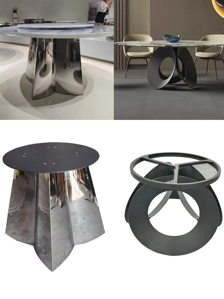 Luxury stone round table, table leg bracket, stainless steel dining table foot base, Dali dining table hardware support foot