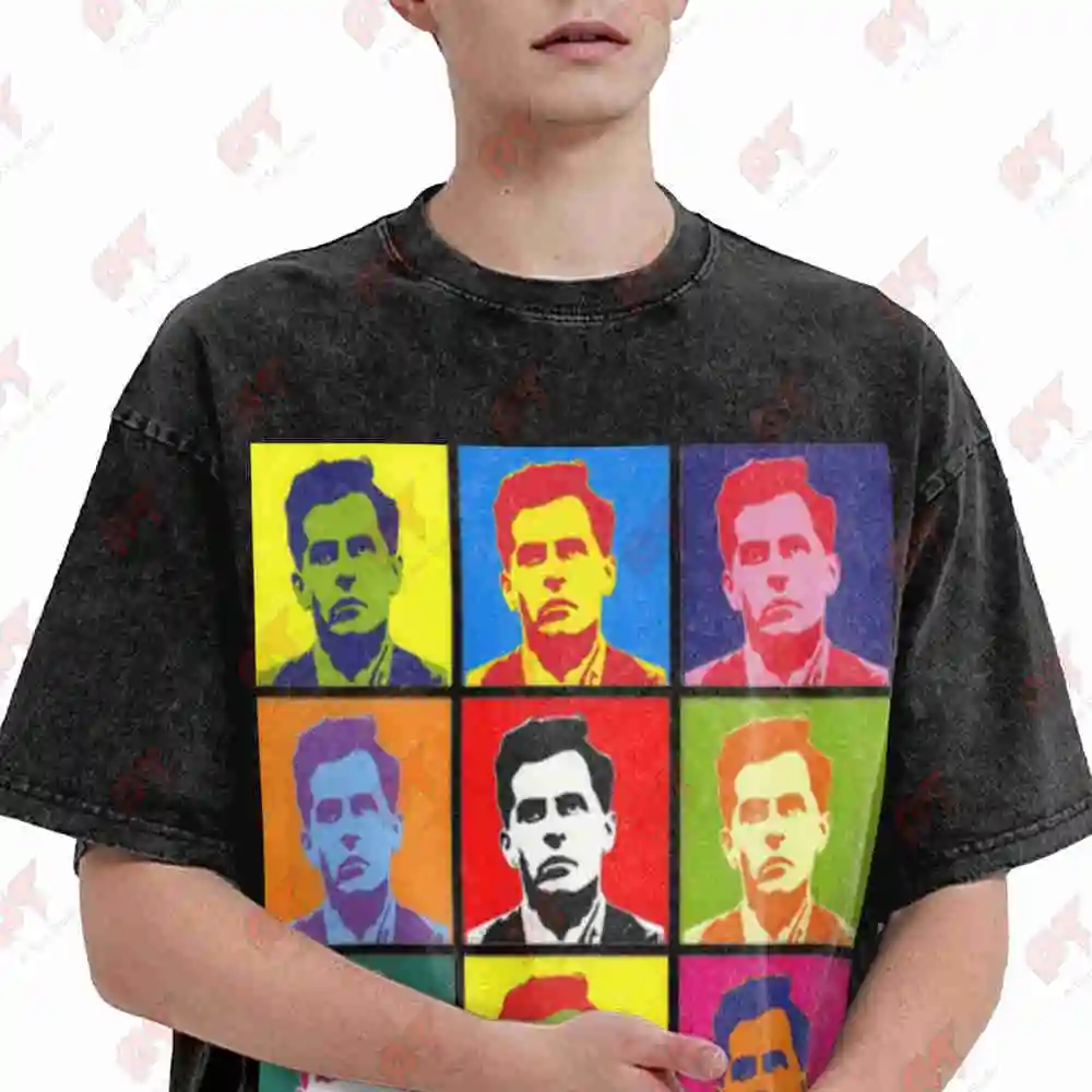 Ludwig Wittgenstein Pop Art Portrait Vintage Washed Tee Pure Cotton T-Shirt