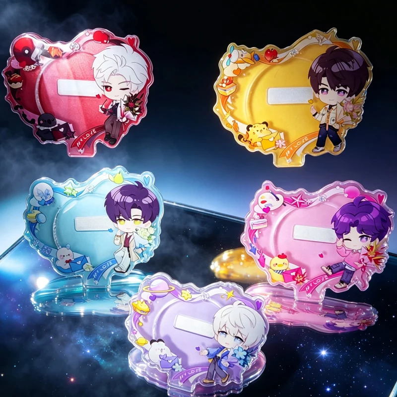 Love and Deepspace Acrylic Badge Holder 58mm Flower Theme Xavier Zayne Rafayel Sylus Caleb Brooch Frame Game Accessory