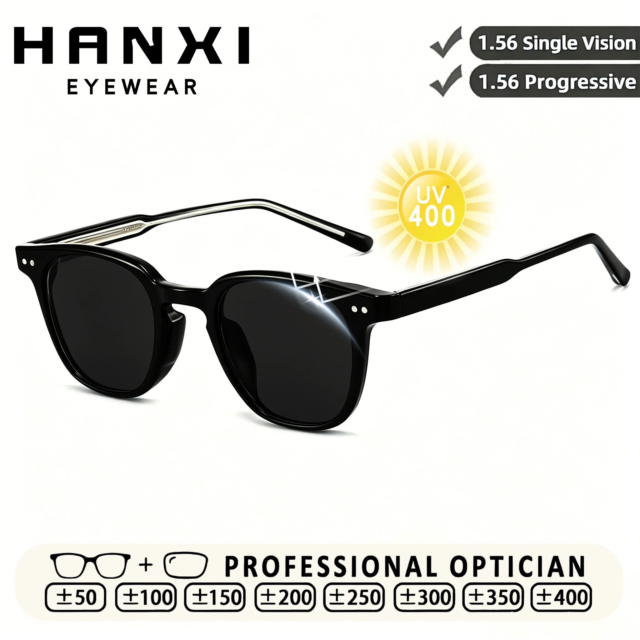 HANXI HANXI Rx Sunglasses Square Frame Men UV400 Blue Light Blocking Custom Myopia Progressive Prescription Sunglasses Optical Eyewear - Aliexpress Deal