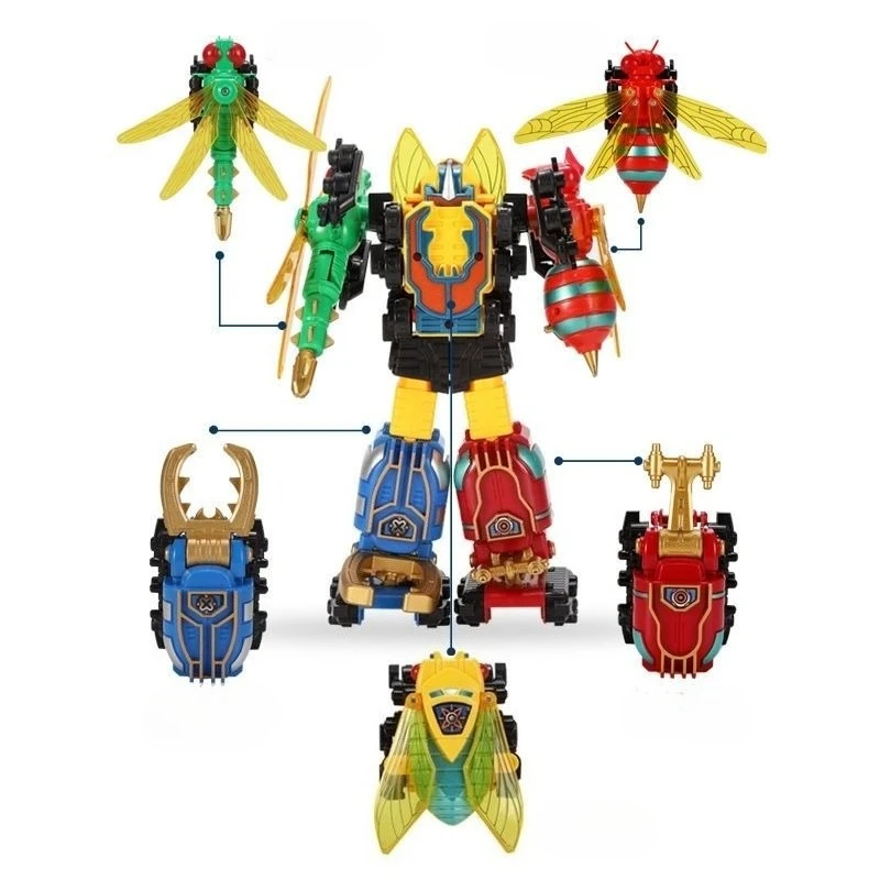 

New Transformation 5 in 1 Combination insects plastics Model Toys Anime Action Figure Robot Plastic Toys BEST Gift Child Kid