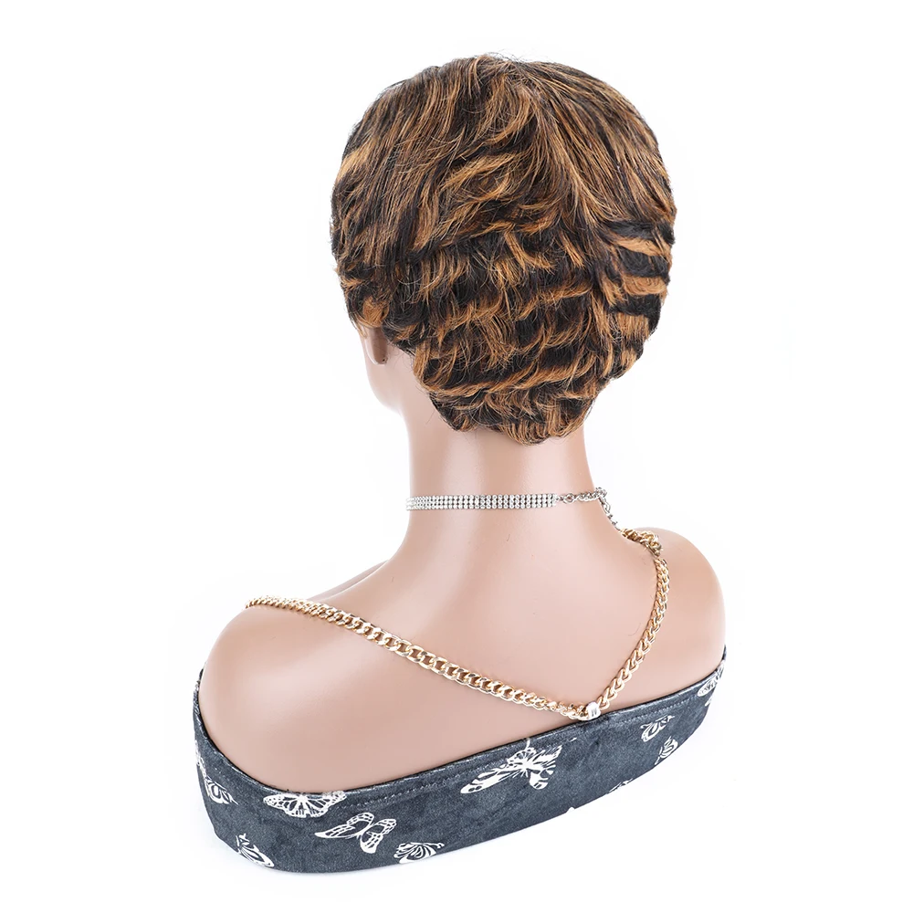 Korte Pixie Cut Steil Haar Pruik Goedkope Remy Menselijk Haar Pruiken voor Zwarte Vrouwen Lijmloze Machine Gemaakt Pixie Cut Pruiken met Pony