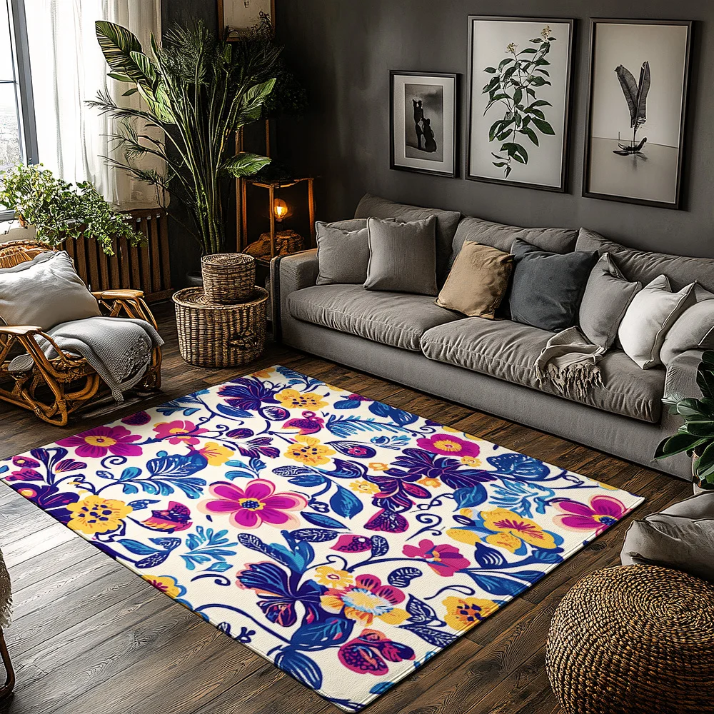 

Floral Area Rug Vintage Persian Carpet Bohemian Home Decor Living Room Runner Mat Modern Farmhouse Entryway Floor Covering Indoo