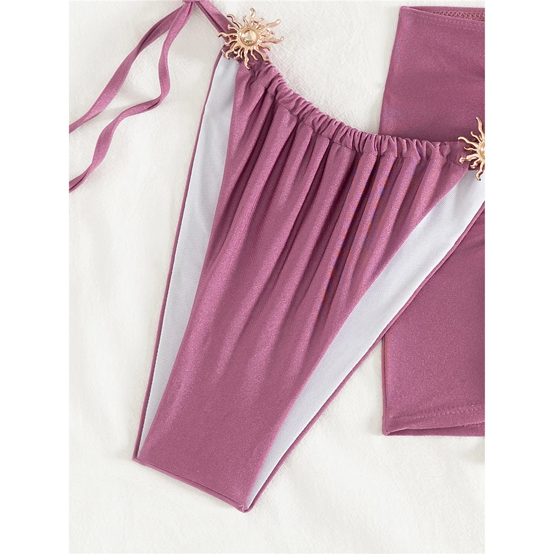 Neuer schwarzer, sexy Bikini mit Rock, Neckholder-Bikini, Damen-Badeanzug, dreiteiliges Bikini-Set, Badebekleidung, Badeanzug, Schwimmbekleidung V6398B – Detail 22