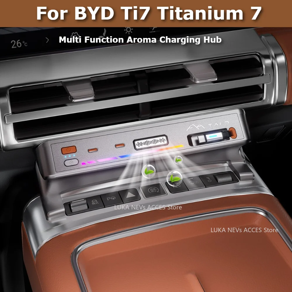 For BYD Ti7 Leopard Titanium 7 Car Aromatherapy Charging Hub Fast Charging Docking Station Scent Diffuser Interior Upgrade
