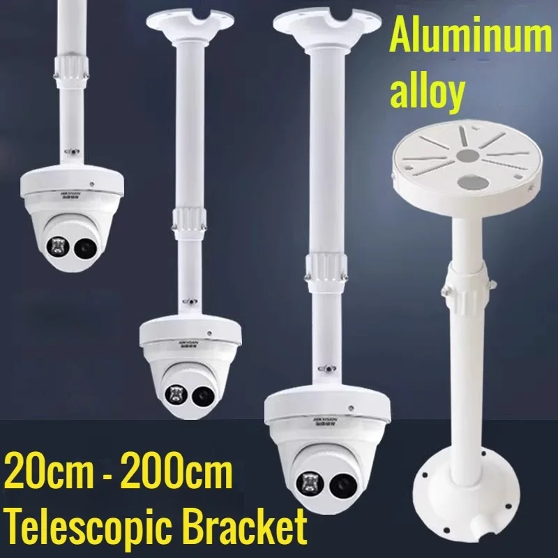 

Indoor Outdoor Universal Pendent Hemispherical Bracket Dome Camera Ceiling Mounting Aluminum Alloy 20-200cm Telescopic Lengths