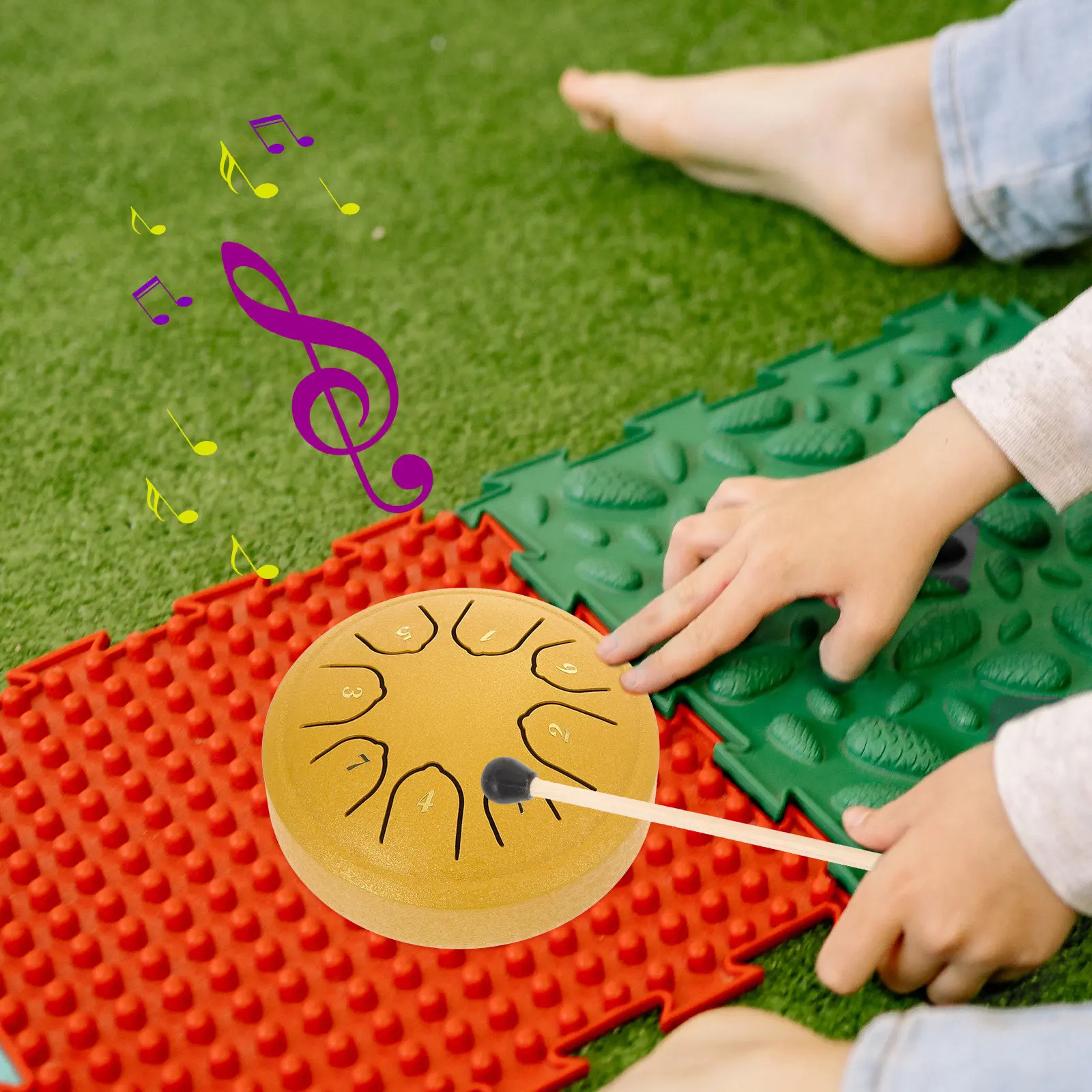 Musical Instrument With Hand - 1 セットエーテルドラムミニスチールタンドラムポータブルハンドパーカッション楽器初心者音楽教育創造性音楽
