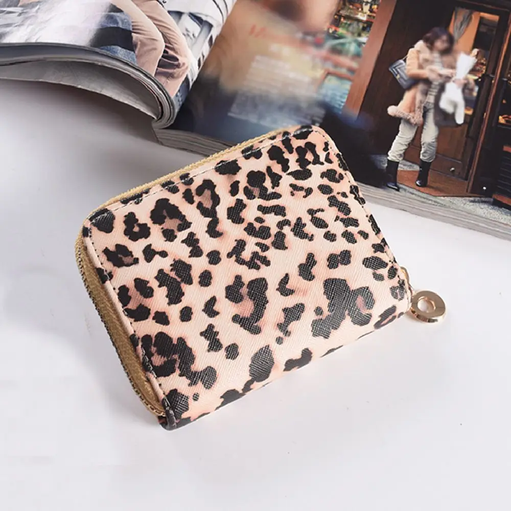 

Credit Card Case Coin Bag Multifunctional PU Leather Women Gift Coin Purse Leopard Prints Wallet Card Holder Short Purse
