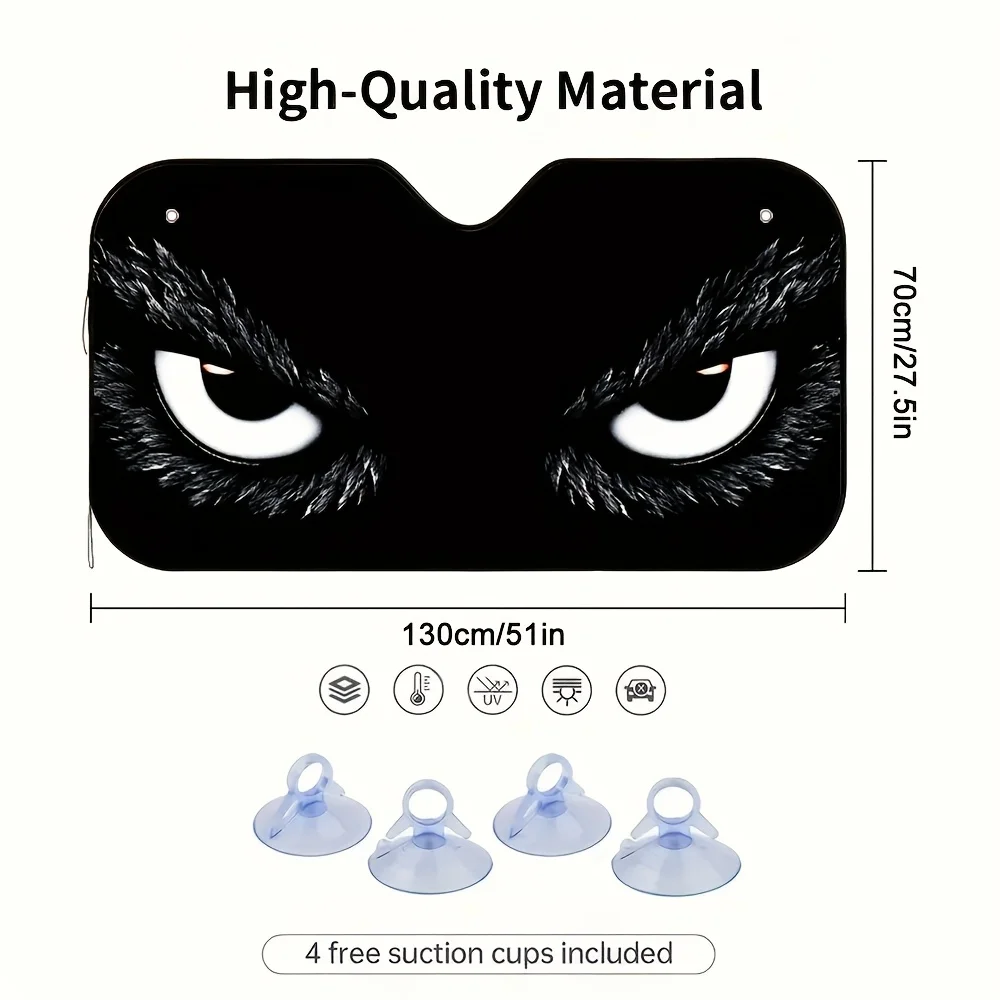 1pc Halloween Spooky Eyes BOO! Car Sun Shade, Elegant Pattern Design, Adds An Artistic Touch To Your Vehicle