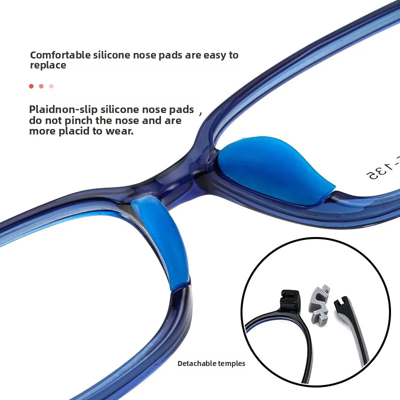 48-15 Gafas de lectura con montura de silicona para niños, cómodas, antiluz azul, para miopía
