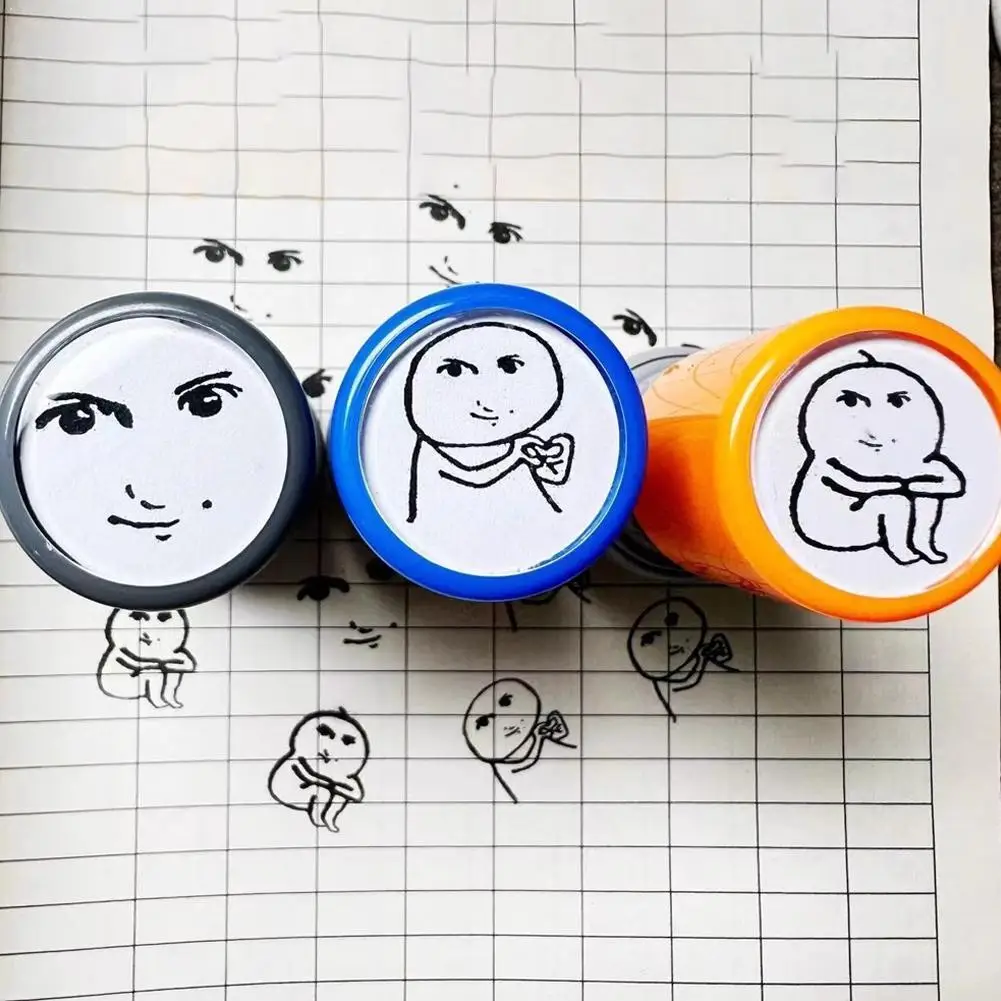 Funny Expressions Engraved Funny Seal Stamp Self-Inking Printing Kids Stamp Creative Novetly Face Memes Seal Clear Stamps