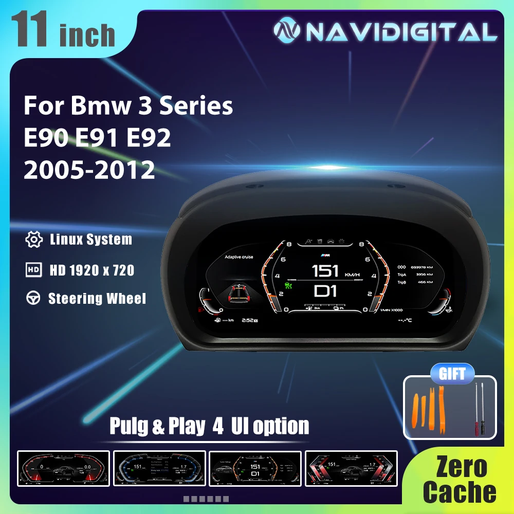 Navigital 11''inch Lcd Dashboard For BMW 3 Series E90 E91 E92 2005-2012 Years Support Carplay Panel Virtuele Cockpit Speedometer