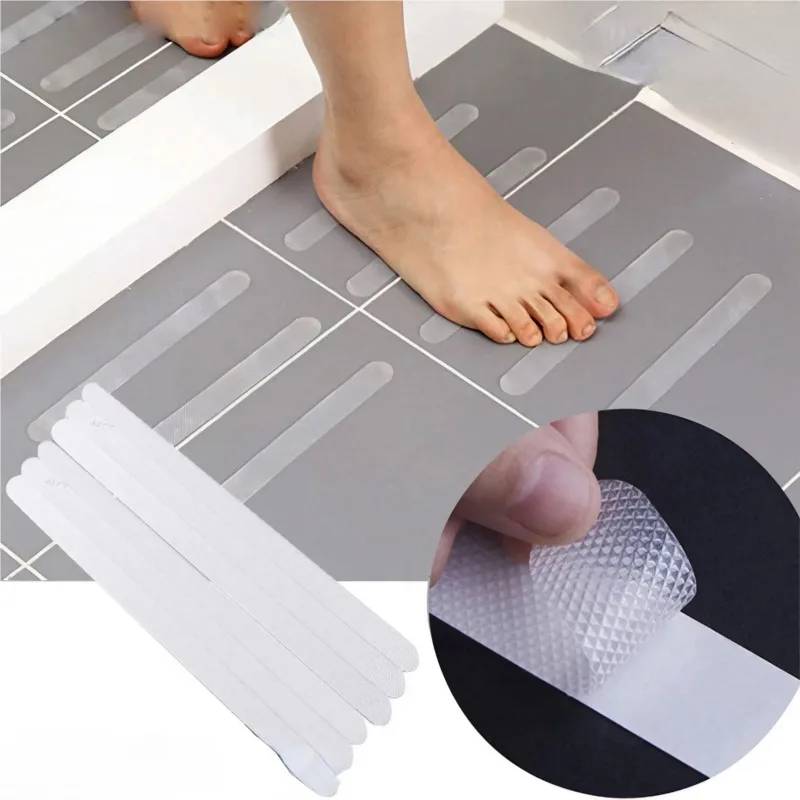 6/12/24pcs Anti Slip Strips Shower Stickers Transparent White Black Non Slip Bath Safety Strips for Bathtub Shower Stairs Floor