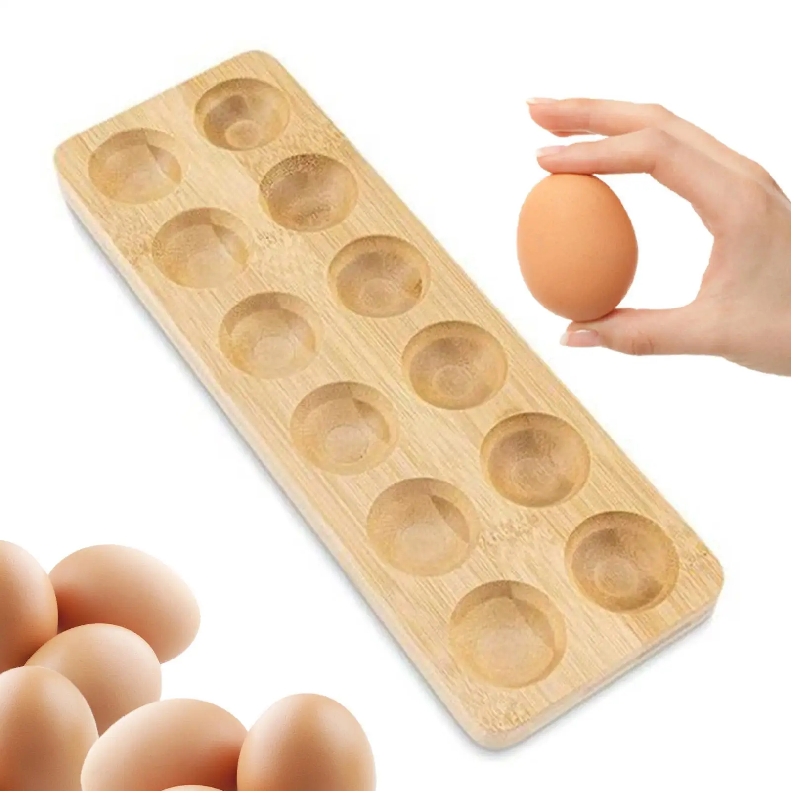 

Egg Storage Tray Organization Decorative Wood Egg Holder Storage Rack Container for Countertop Home Cabinet Fridge Tabletop