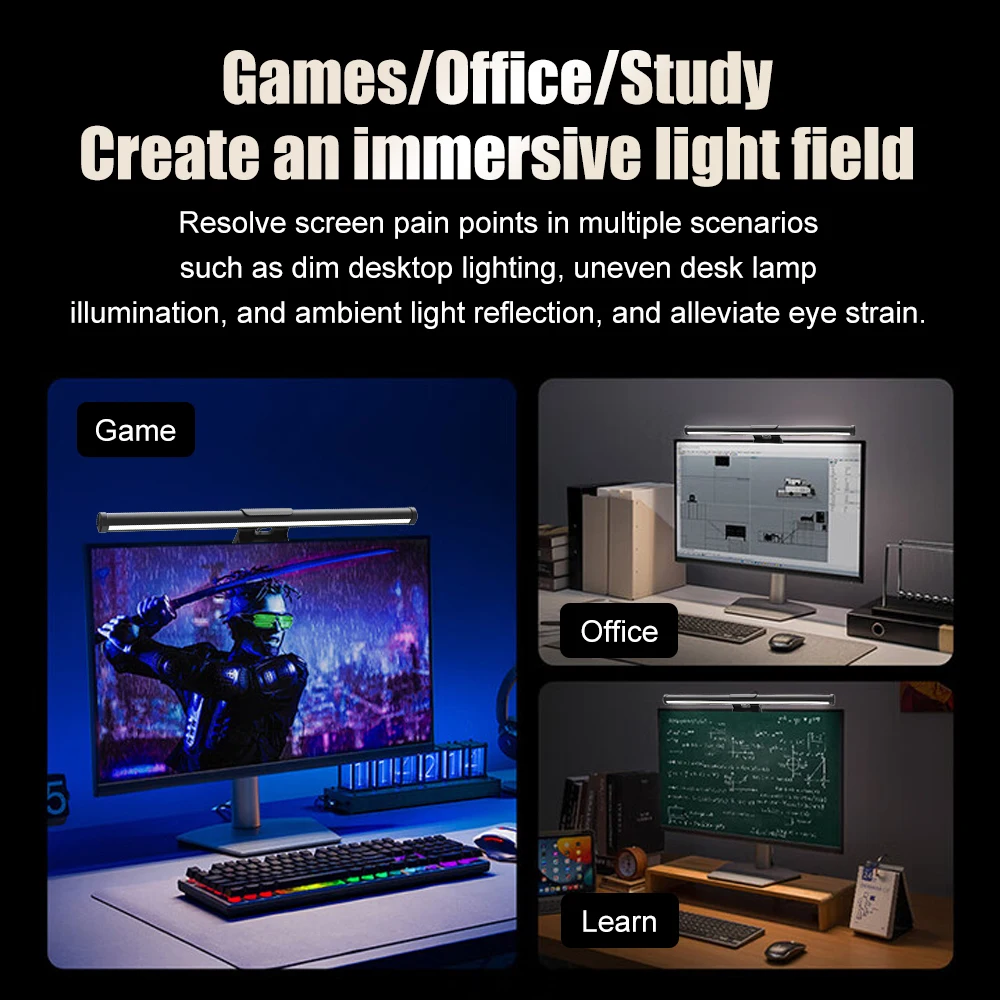 Lightbar Gaming Light Bar Monitor Led Lights Setup Dimmable Smart Wifi Remote Stepless Brightness Monitor Accessories Table Lamp