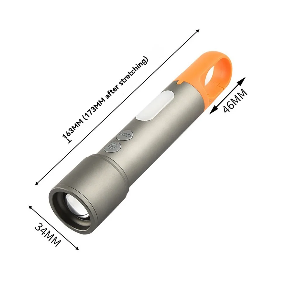 White Laser LED Flashlight Multicolor Lenses Rechargeable Zoomable Flashlight Waterproof COB Sidelight Brightest Flashlights