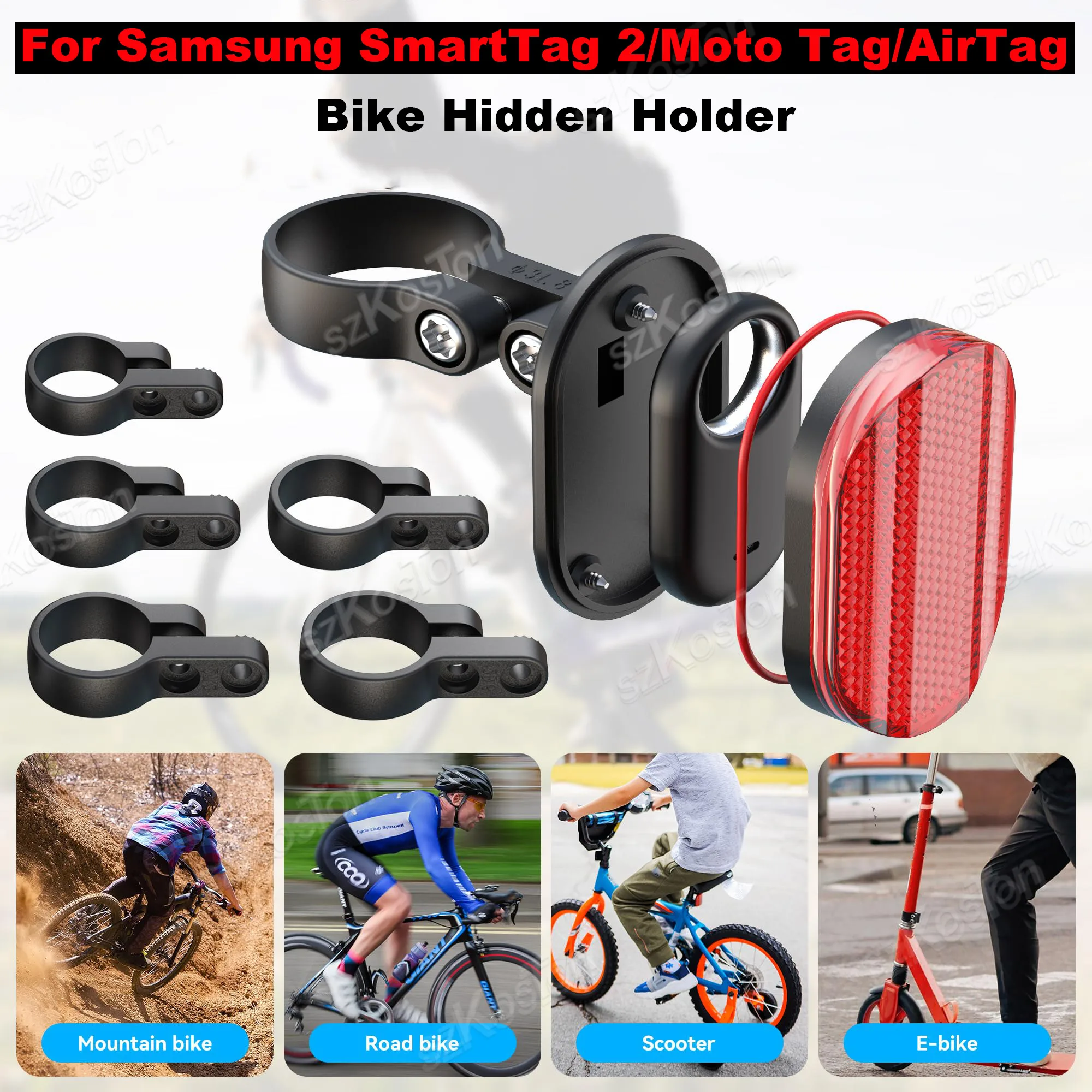 

For Samsung SmartTag 2 & Moto Tag & AirTag Bike Hidden Holder Waterproof Anti-Theft Bicycle Reflectors GPS Tracker Case