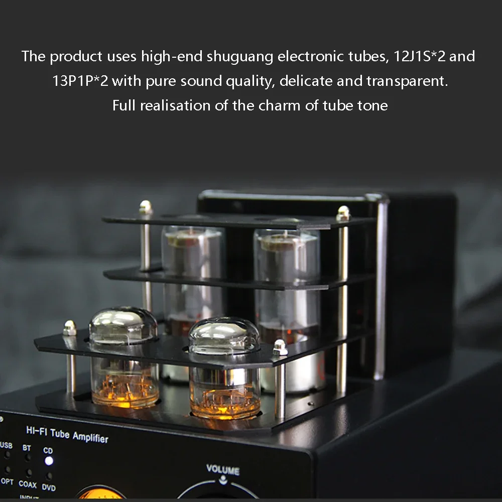 HIFI wzmacniacz lampowy Bluetooth 5.0 USB odtwarzanie 80W * 2 wysokiej mocy wzmacniacz Audio 2.1 kanał cyfrowy koncentryczny światłowód wejście