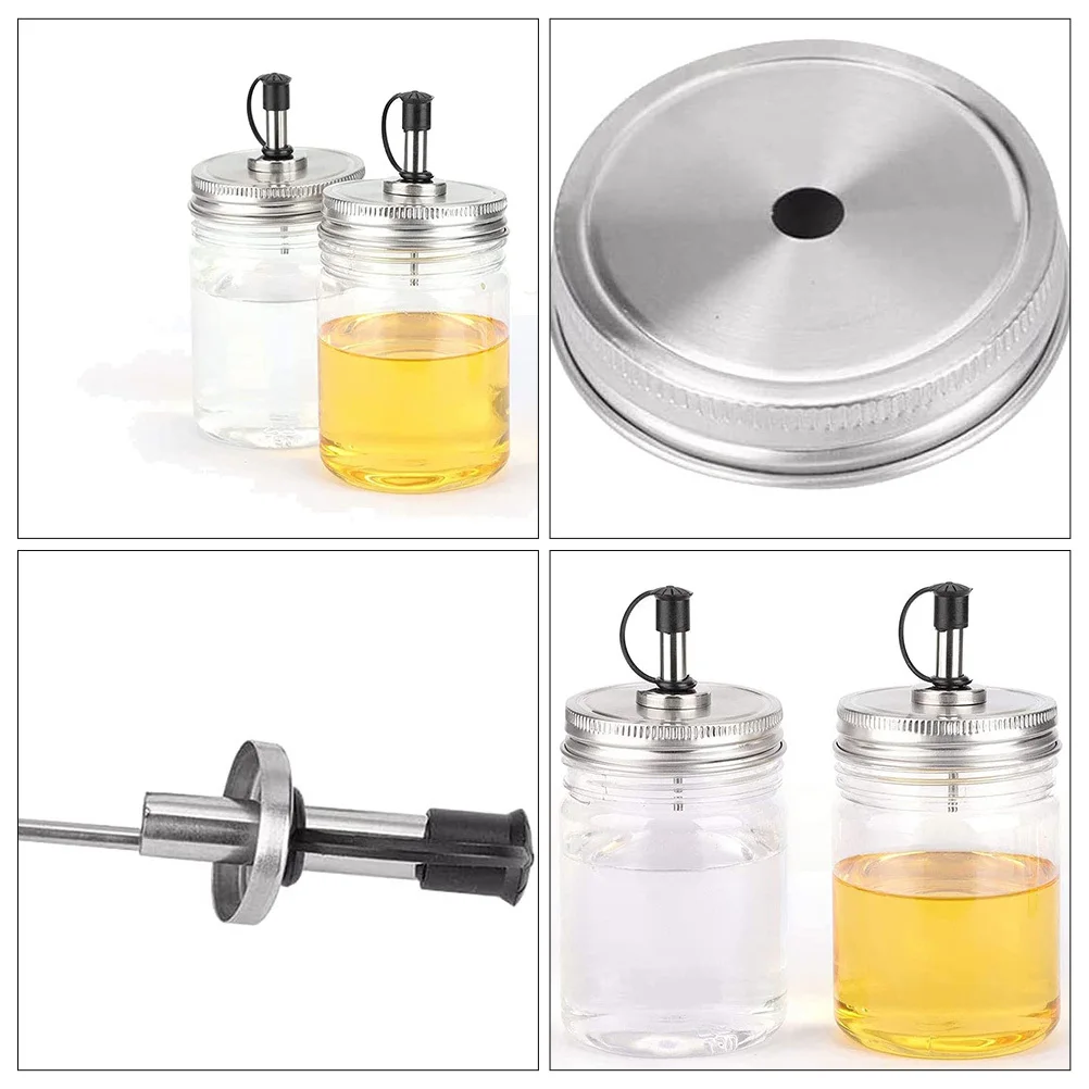 

3pcs Stainless Steel Oil Pour Spout Lids Replacement Jar Wine Pourer Leak Proof Kitchen Barbecue Cooking Oil Bottle Nozzle For