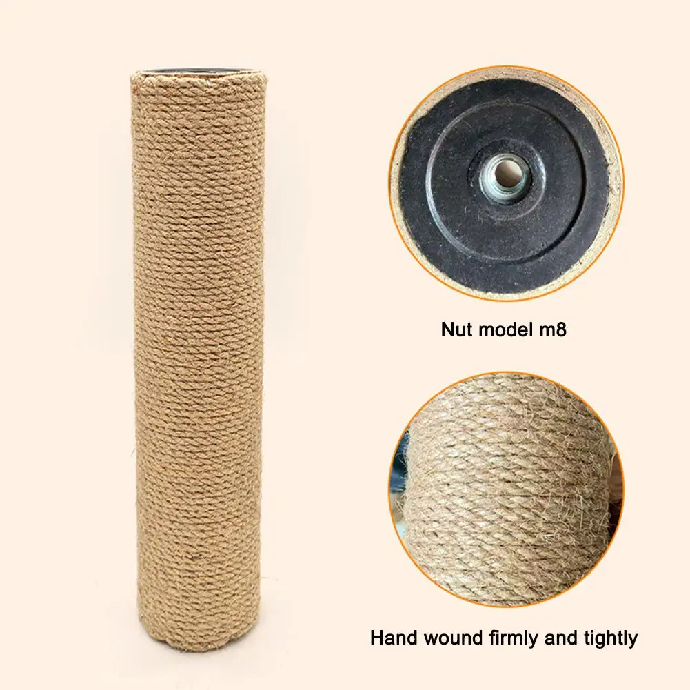 15/20/30/40/50cm Natürlicher Sisal-Kratzbaum-Ersatz, 8cm Durchmesser mit M8-Mutter, Langlebiges DIY-Katzenbaum-Zubehör – Detail 13