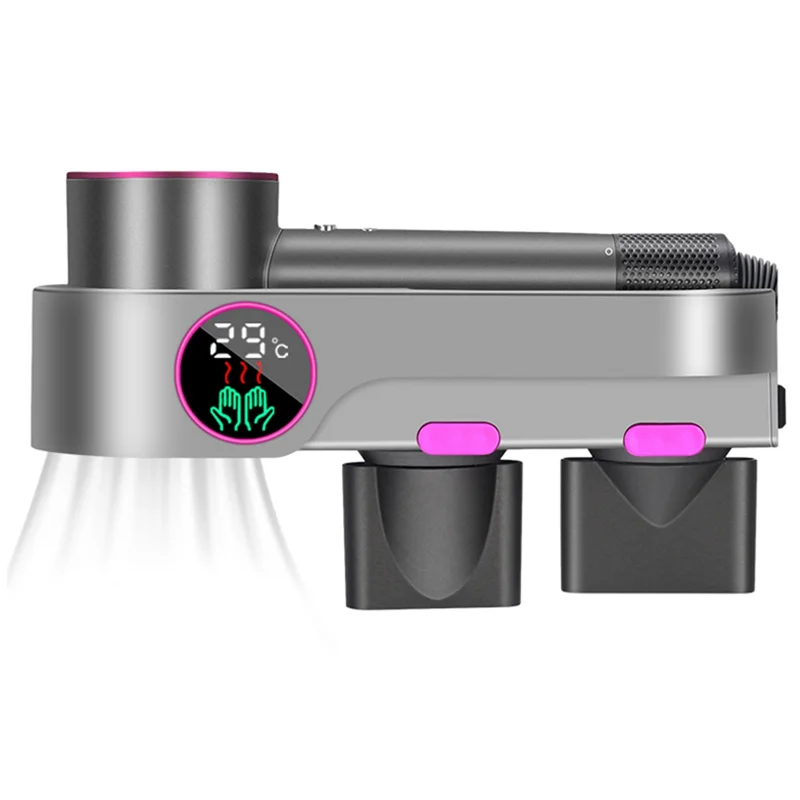 

ABEZ For Dyson Hair Dryer Holder, With Drying Function,Without Punching, Hair Dryer Storage Rack With Thermometer EU Plug Easy T