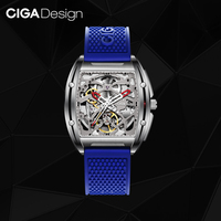 CIGA Design Skeleton Automatic Watch for Men Z Series Mechanical Wristwatches 316L Stainless Steel Silicone Leather Two Straps