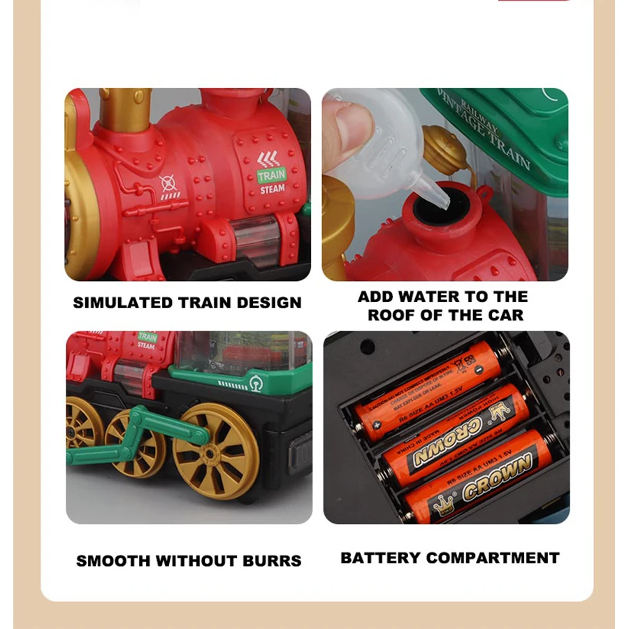 Simulation electric steam spray train train toy car model Electric toy Boy Girl toy birthday gift