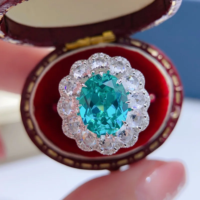

Platinum PT950 egg-shaped elegant lady's vintage colored diamond irregular-shaped ring