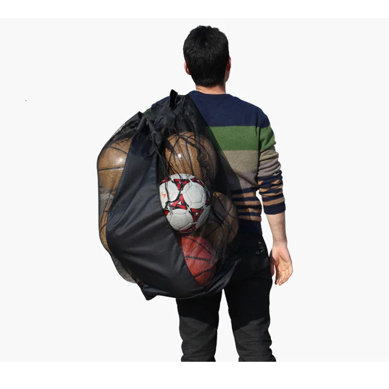 Borsa per pallone sportivo con coulisse borsa per pallone da calcio in rete Extra Large con tasca con cerniera borsa da palestra per tenere il