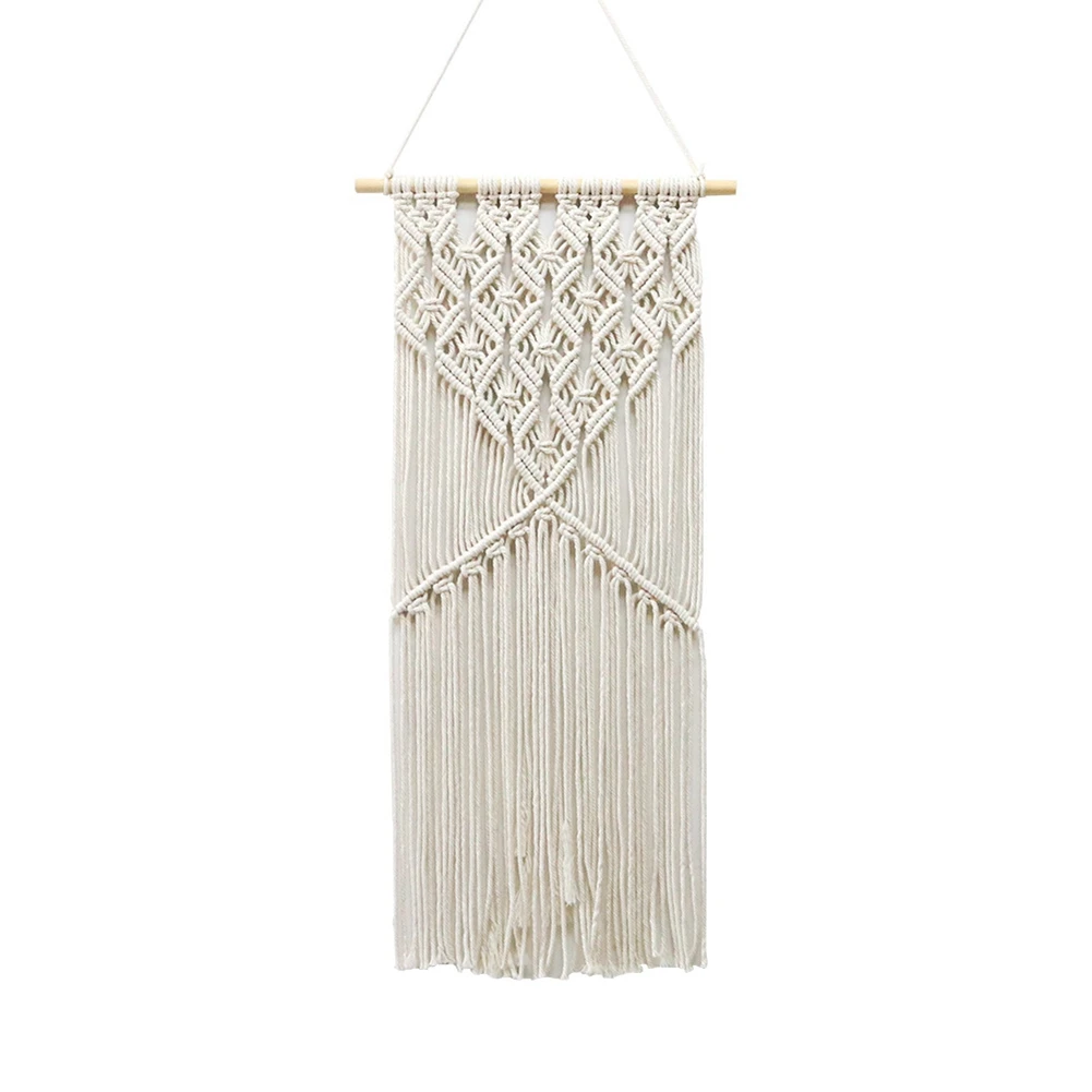 

Cotton Wall Decoration Macrame Wall Hanging Tapestry Hand Woven Simple Boho Style for Room