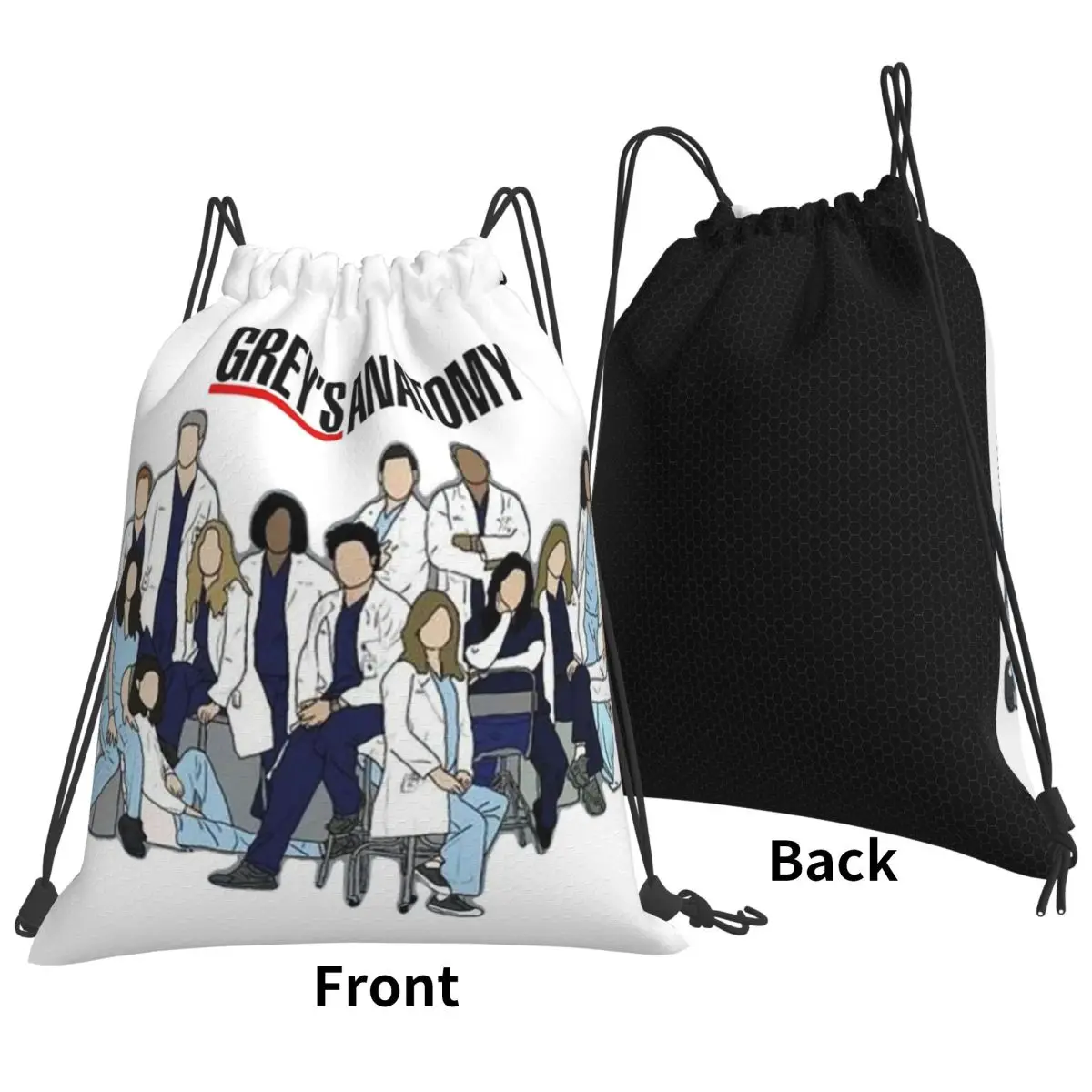Greys Anatomy Seasons Backpacks Portable Drawstring Bundle Pocket Sundries Bag Book Bags for Travel Students